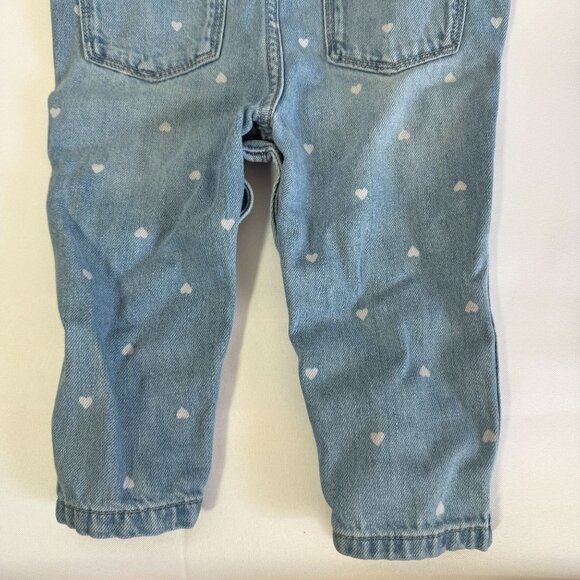 Oshkosh B'Gosh Girls 12 Months Bib Overalls Hearts Adjustable Crotch Snaps - Picture 8 of 11
